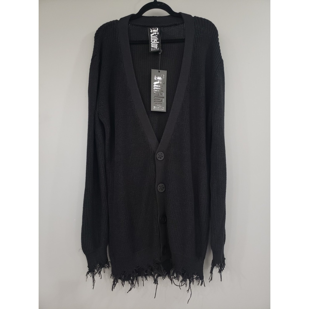 NEW OVERSIZED PENTAGRAM DISTRESSED Killstar Knit Cardigan Black Gothic witchy